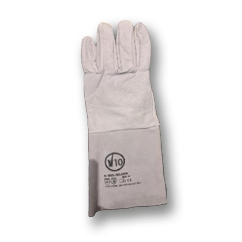 Welding glove, natural grey, cow grain